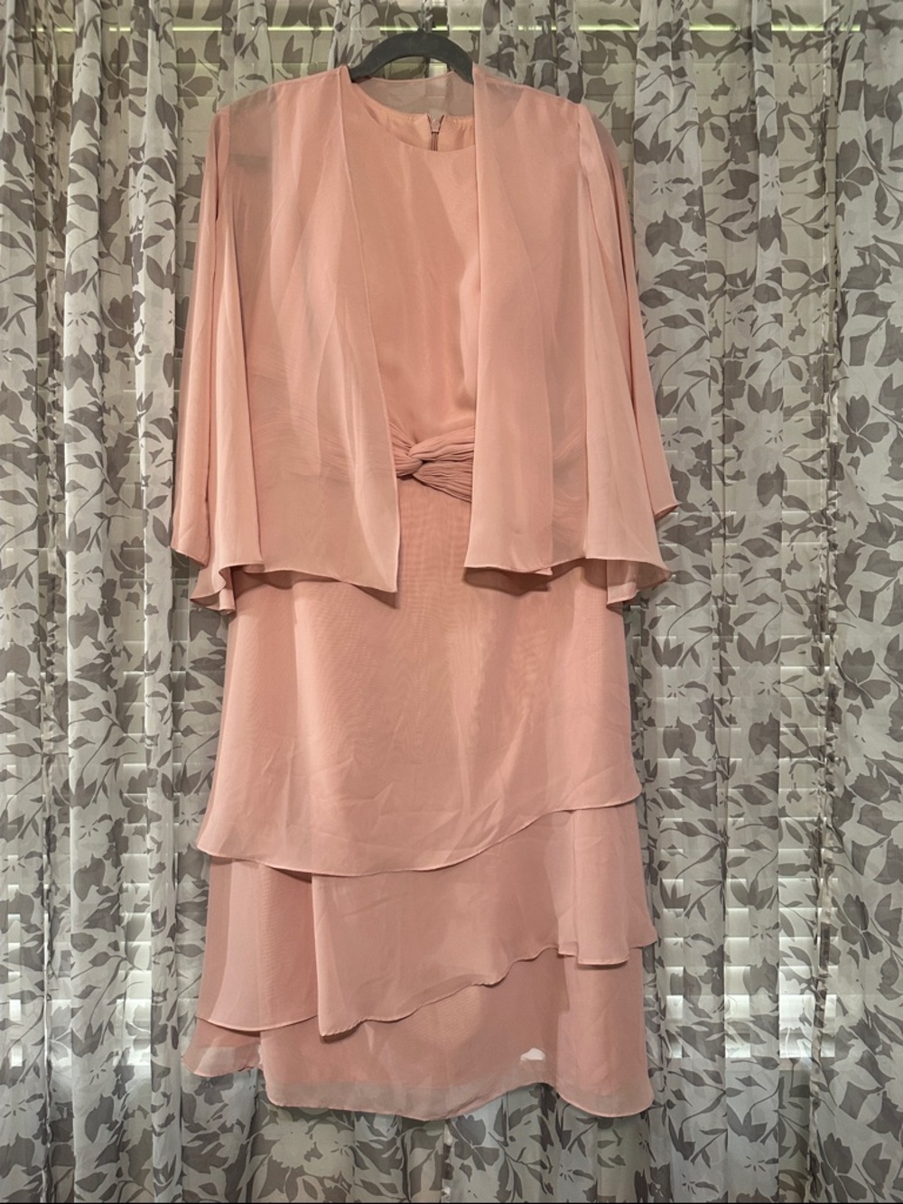 Cicinia Blush Pink Layered Chiffon Dress with Jacket